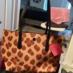 Kate Spade Tan and Black Heart Pattern Tote